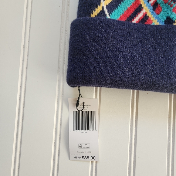 Vera Bradley Knit Pom Pom Beanie in Tartan Plaid - Picture 6 of 7